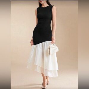 Black and White Tiered Dress